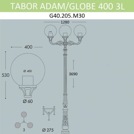Наземный фонарь Fumagalli Globe 400 G40.205.M30.AYE27 (220V, шарики, IP65)