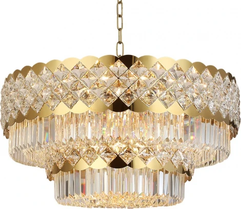 Подвесная люстра Newport 8300 8301/80 C gold polished (220V, хрусталь, на цепи)