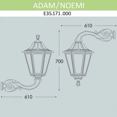 Настенный фонарь уличный Fumagalli Noemi E35.171.000.BYH27 (220V, IP55)