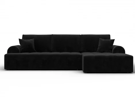 Диван угловой Лига-080 угол правый (ДСП/Пластик/Велюр/Черный) Лига Диванов 134750