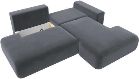 Диван угловой Лига-036 НПБ Модерн правый угол (Серый/Велюр) Лига Диванов арт.121412