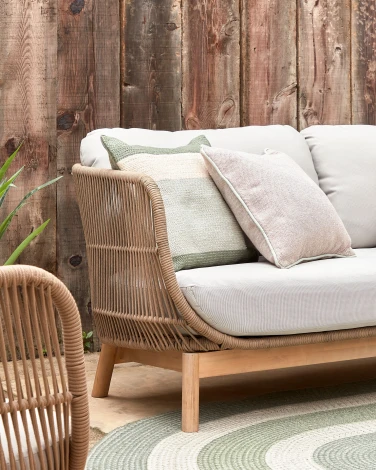 Кресло из ротанга La Forma (ex Julia Grup) Catalina (Серый,Зеленый/ Акация,Веревка,Пена,Алюминий)