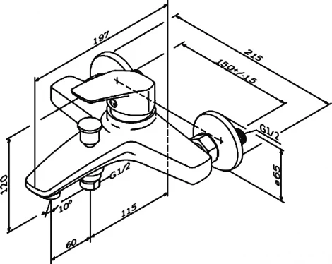 Смеситель Am.Pm Gem F9010000 для ванны с душем