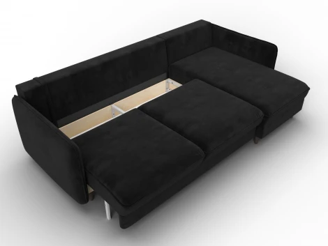 Диван угловой Лига-064 НПБ угол универсальный (ДСП/Дерево/Велюр/Черный) Лига Диванов 134774