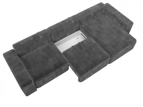 Диван угловой Лига-074 угол универсальный (ДСП/Пластик/Велюр/Серый) Лига Диванов 129869
