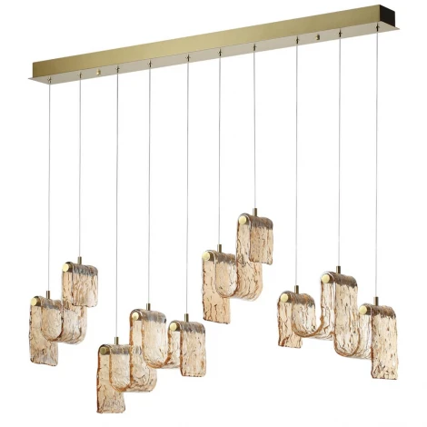 Подвесной светильник светодиодный Odeon Light Flow 5105/52L золотой брашинг/янтарный металл/стекло LED x 52W 4000K (220V, на проводе)