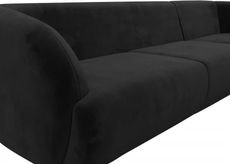 Диван угловой Лига-041 правый угол (Черный/Велюр) Лига Диванов арт.122191