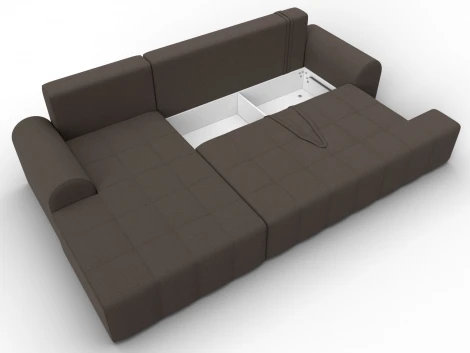 Диван угловой Лига-080 угол левый (ДСП/Пластик/Рогожка/Коричневый) Лига Диванов 134741L