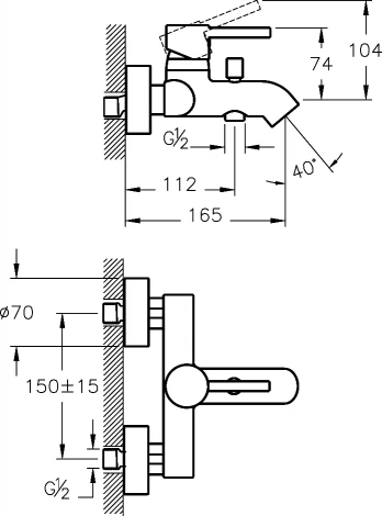 Смеситель VitrA Minimax S A41994EXP для ванны с душем