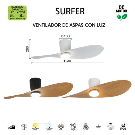 Потолочная светодиодная люстра с вентилятором Mantra Surfer 9474