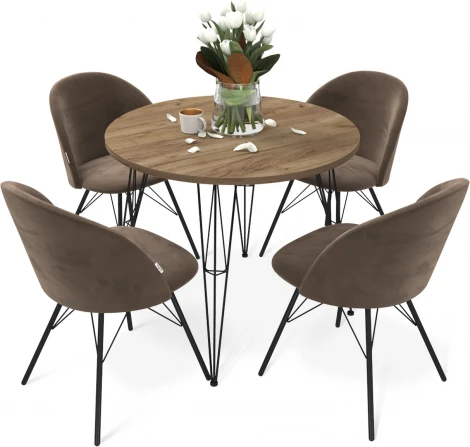 Обеденная группа Sheffilton SHT-DS238 дуб галиф.таб./кофейный ликер/черн. муар