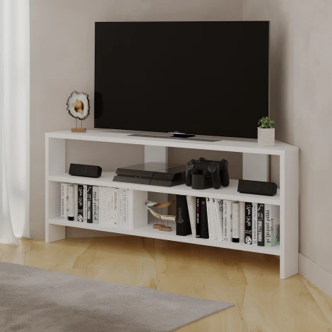 ТВ тумба THALES CORNER TV STAND (Дерево/Белый) LEVE