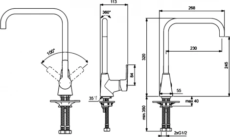 Смеситель Vidima Уно BA242AA для кухонной мойки