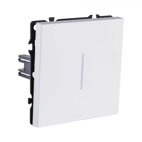 Выключатель 1-клавишный проходной 10А/250В с LED подсветкой, белый матовый Kollinger Eclipse EC-008WH