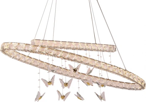 Подвесной светильник светодиодный Newport 8120 8120/120 oval gold (220V, хрусталь, на тросе, бабочки)