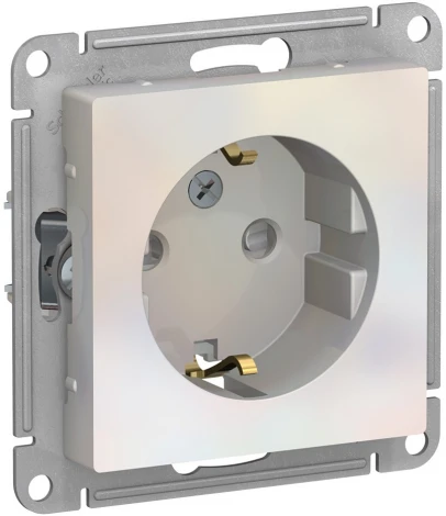 Розетка встраиваемая с заземлением и шторками (жемчужный) Systeme Electric AtlasDesign ATN000445