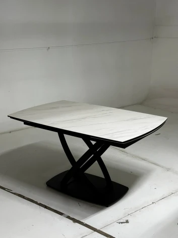 Стол FOGGIA 140 KL-99 Белый мрамор матовый, итальянская керамика/ черный каркас М-City