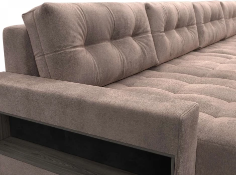 Диван п-образный с полками Лига-053 НПБ МегаЛонг Лига Диванов (Велюр) арт.129015