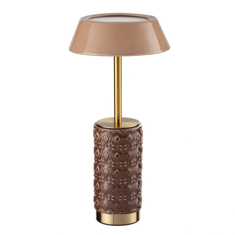 Настольная лампа беспроводная Odeon Light Lulu 5453/8TLA светлая бронза/бежевый/кофейный/металл/керамика LED*8W 3000K