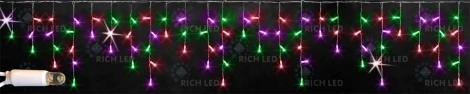 Гирлянда светодиодная Бахрома разноцветная с мерцанием 220B, 112 LED, провод белый, IP65 RL-i3*0.5F-CW/RGP Rich LED