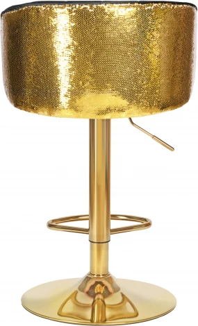 Стул барный DOBRIN DARCY GOLD SHINY (черный велюр с золотыми пайетками) 5025_GoldBase_Shiny-LM SHINY, цвет сиденья черный пайетками, основания золото