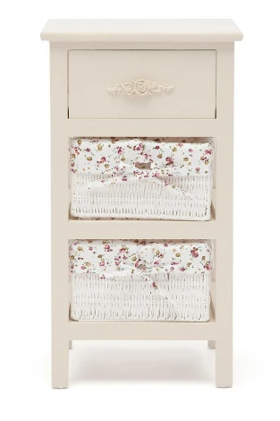 Тумба с 2 корзинами и ящиком Secret De Maison FANTASIE 3 ( mod. 4326 ) butter white (слоновая кость) (дерево павловния, мдф)