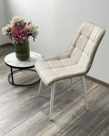 Стул CHIC VF-01/ VF-02 светло-бежевый/ бежевый, ткань/ белый каркас