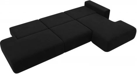 Диван угловой Лига-036 НПБ Модерн Лонг правый угол (Черный/Микровельвет) Лига Диванов арт.121416