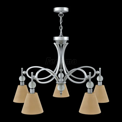 Люстра подвесная Lamp4you, 5 плафонов, хром с прозрачным и бежевым