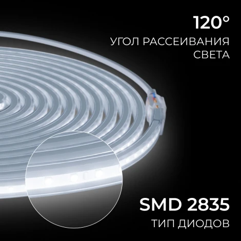 Комплект светодиодной ленты 220В 10Вт/м 600Лм/м 6500К SMD2835 120д/м 13,5х7мм, 5м IP65 с аксессуарами Apeyron 10-142