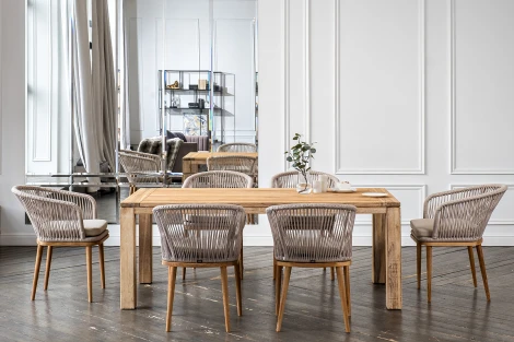 Обеденная группа на 6 персон, стулья Марсель, роуп бежевый 4SIS Мадейра MAD-CM6T1-7-SET beige