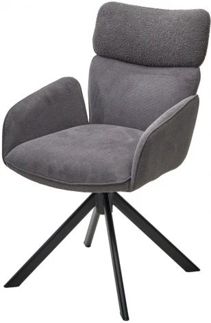 Стул M-City TRIS 360 град. поворот с возвратом, Davis Nowo 92 серый, букле /Point 90 серый/ Черный