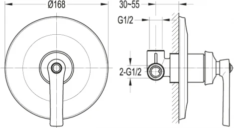 Смеситель Cezares Liberty F DIM 01 С ВНУТРЕННЕЙ ЧАСТЬЮ, для душа