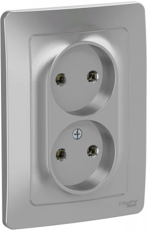Розетка встраиваемая двойная без заземления (алюминий) Systeme Electric Blanca BLNRS000023