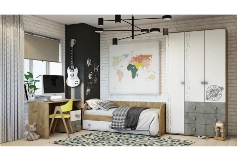 Стол письменный БТС Тренд ПС-02, крафт/бетон