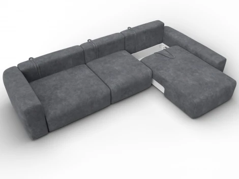 Диван угловой Лига-066 НПБ Лонг угол правый (ЛДСП,Фанера,Брус,Велюр/Темно-серый) Лига Диванов 131217