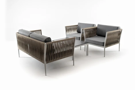 "Касабланка" лаунж-зона плетеная из роупа 4-местная, цвет серый 4SIS арт.УТ-00007286