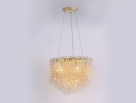 Подвесная люстра Newport 10900 10909/C gold (220V, хрусталь, на тросе, круглые)