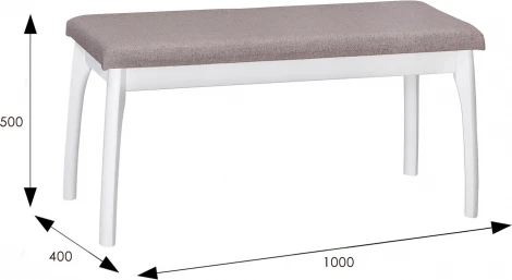 Скамья для прихожей мягкая, ткань серо-розовый, каркас снег Mebelik арт.007565