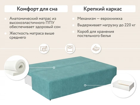 Диван прямой бирюзовый D1 Каир AAA4006007 Madagascar 11