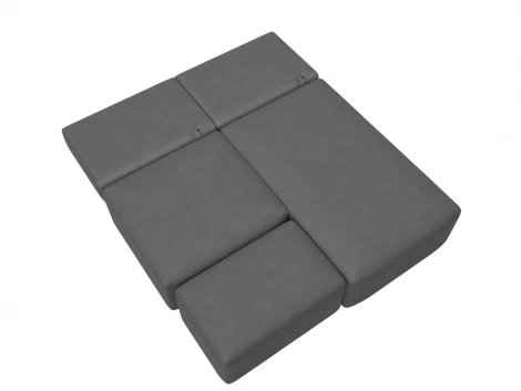 Диван угловой модульный с пуфом Лига-060 НПБ угол универсальный (ЛДСП,Брус,Фанера/Пластик/Замша/Серый) Лига Диванов 129691