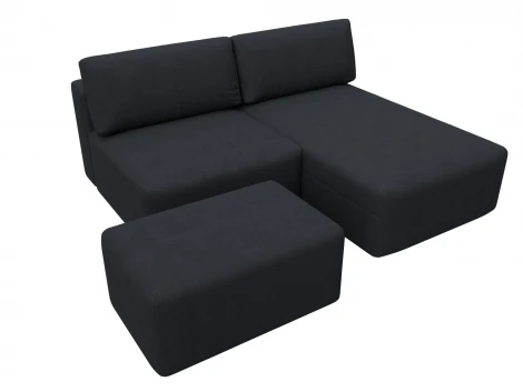 Диван угловой модульный с пуфом Лига-060 НПБ угол универсальный (ЛДСП,Брус,Фанера/Пластик/Замша/Темно-серый) Лига Диванов 129688