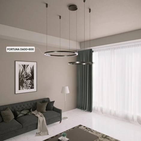 Подвесной светильник светодиодный с пультом Crystal Lux FORTUNA FORTUNA SP123W LED BLACK (220V, на тросе)