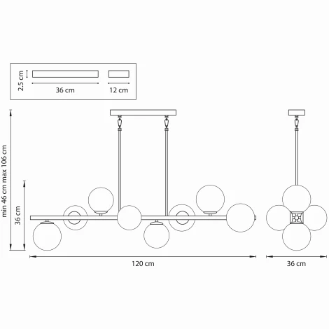 Подвесная люстра на штанге Lightstar Croco 815083 (220V, шарики, молекулы)