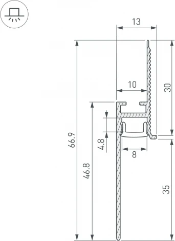 Профиль PLINTUS-FANTOM-H35-2000 ANOD (Arlight, Алюминий) 048687
