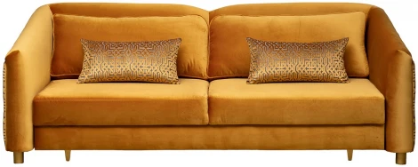 Диван Garda Decor TREVI-230M-3К-Velv ORANG+Lattice ORANG (Золотой)