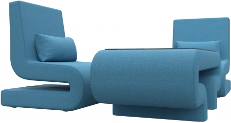 Набор Волна-3 (стол, 2 кресла) (Голубой/Рогожка) Лига Диванов арт.125784