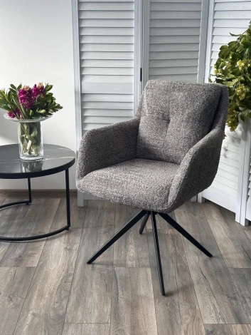 Стул MEADOW 360 град. поворот. Темно-серый XD841-16, букле / черный каркас, ®DISAUR