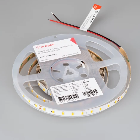Светодиодная лента ULTRA-C72-10mm 24V Warm2700 (7.2 W/m, IP20, 5630, 5m) (Arlight, высок.эфф.200 лм/Вт) 040213