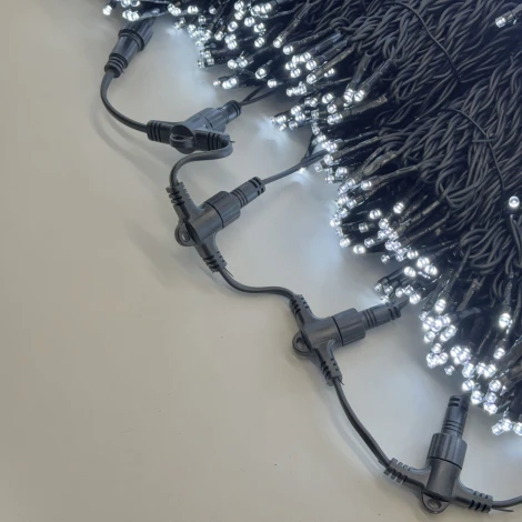 Комплект 5 белых нитей по 20м, 1000 LED, провод черный каучук 2,3мм, IP54 Laitcom ECO1000-11-1W